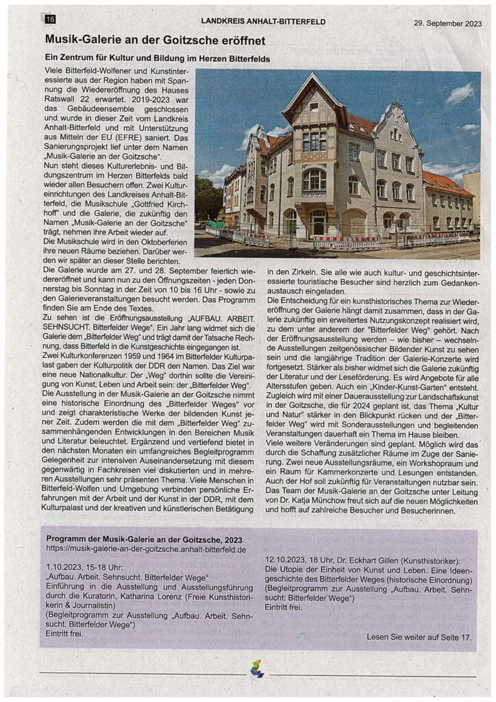 Artikel Amtsblatt Landkreis Anhalt-Bitterfeld, 29. September 2023