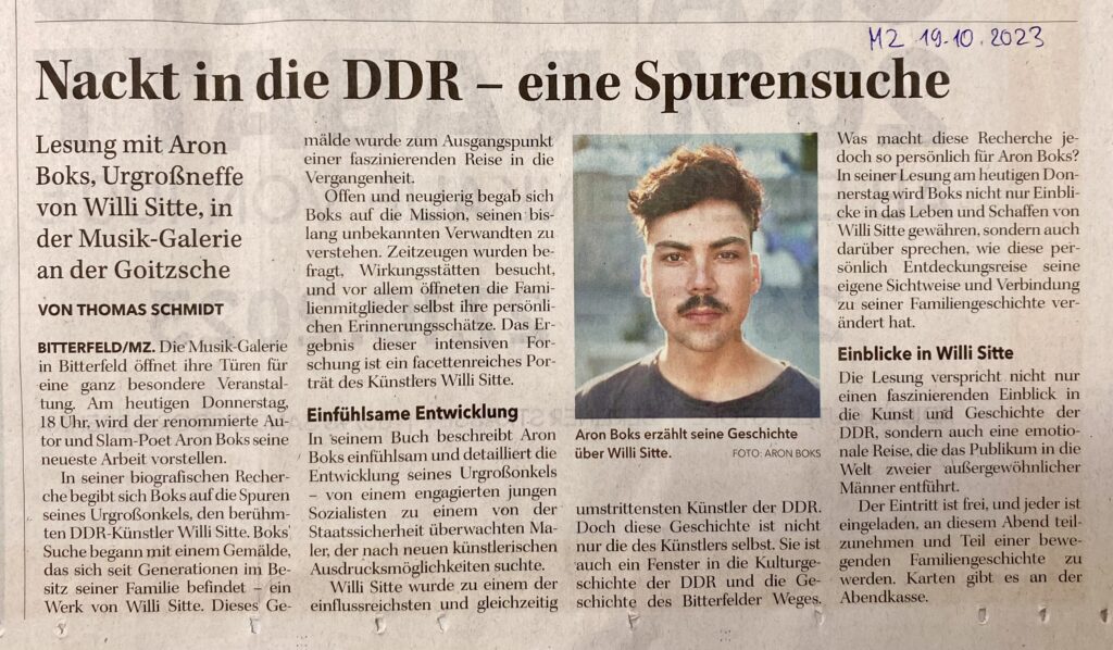 Artikel Mitteldeutsche Zeitung 29.10.2023